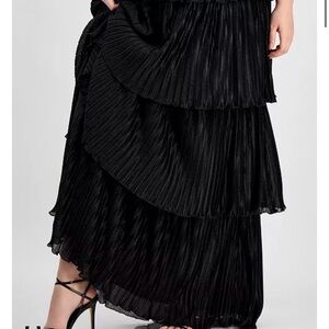 Emerald Sundae Black Tiered Ruffle Maxi Dress